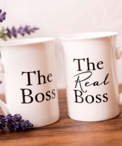 cani de cafea pentru cuplu si miri The Boss The Real Boss