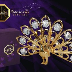 Paun cu cristale Swarovski placat cu aur de 24 cadou pentru femei