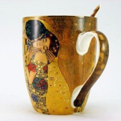 Cana de portelan fin cu lingurita Gustav Klimt