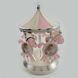 Carusel muzical roz argintat pentru fetita