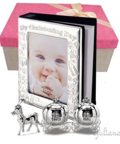 Cadou pentru fetita cu album foto de botez si cutiute pentru mot si primul dintisor