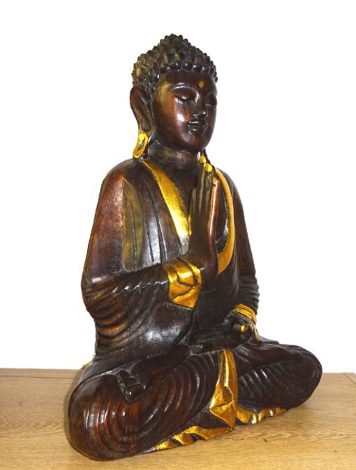 Statueta Buddha lemn auriu