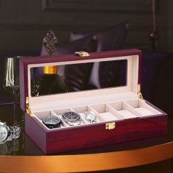 Caseta de lemn 6 ceasuri de mana colectia de lux