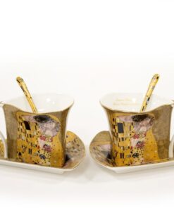 Cesti de cafea triunghiulare Klimt, portelan fin