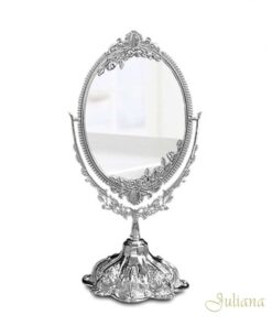 Oglinda dubla argintata cu picior pentru masa