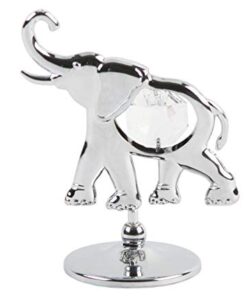 Elefant cu cristal alb Swarovski, figurina argintie, cadou cu simbol de noroc, protectie si bogatie pentru cei dragi.
