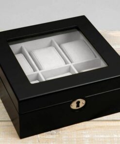 Cutie neagra eleganta pentru 6 ceasuri de mana