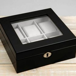 Cutie neagra eleganta pentru 6 ceasuri de mana