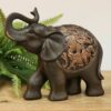 Elefant aspect bronz, antichizat, cu trompa in sus