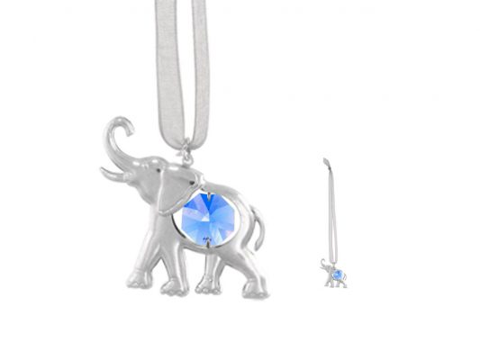 amuleta elefant cu cristal bleu