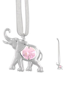 amuleta elefant cu cristal roz