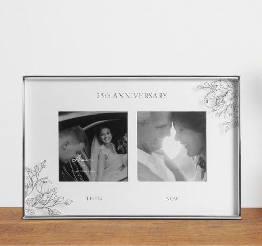 Rama argintata dubla aniversare 25 de ani de casatorie